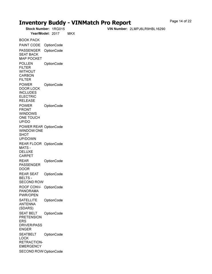 MKX 2017 Keys/Latches/Locks 104870492