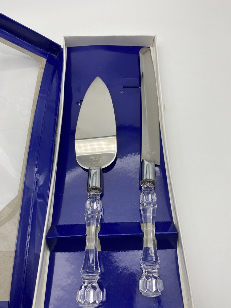 CAKE SERVER & KNIFE Nice Cake Server & Knife Set with Acrylic Handles w/box