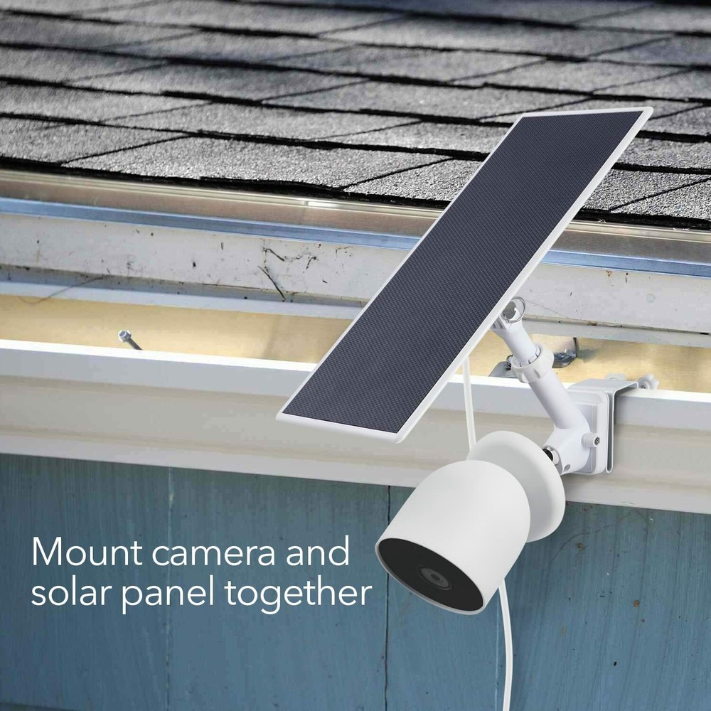 2-in-1 Gutter Mount for Google Nest Cam (Battery) and Solar Panel (White)