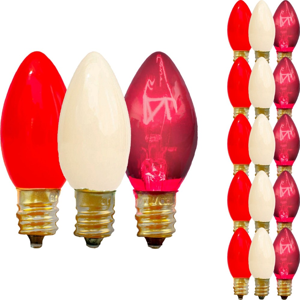 C7 Valentine's Day Lights Red White Pink Solid Ceramic 25 Replacement Blubs