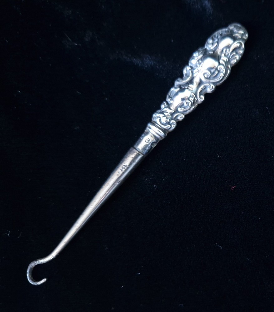 Antique Sterling Silver Button Puller Full Hallmarks Sheffield C1892