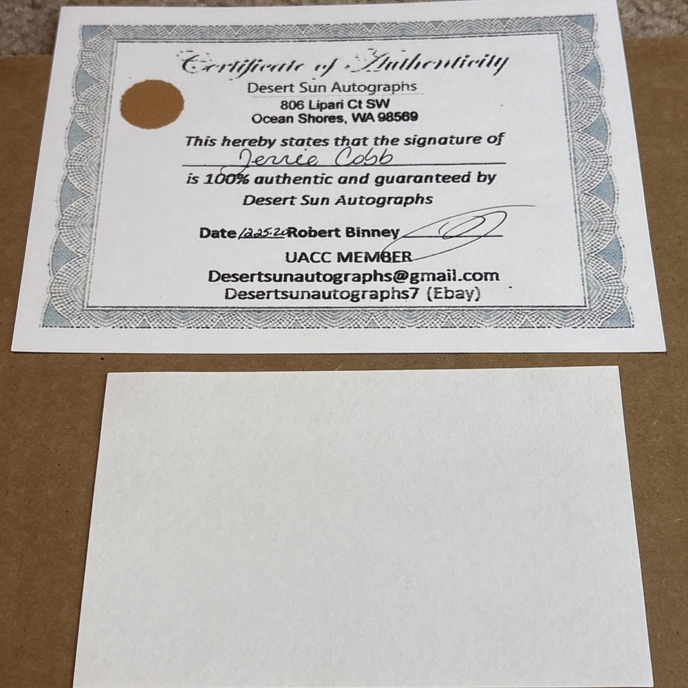 Jerrie Cobb Signed Index Card