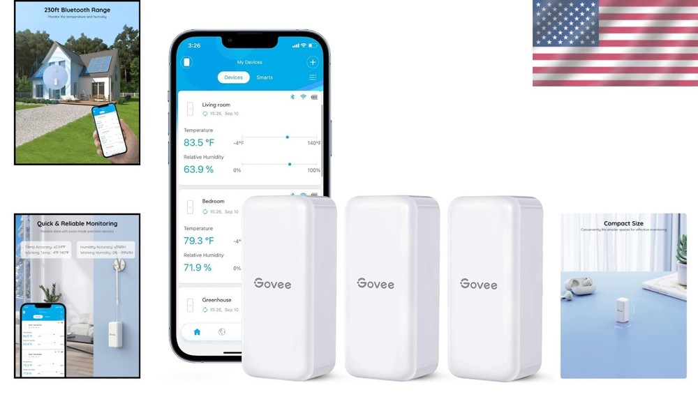 Smart Temperature & Humidity Sensor Pack with Bluetooth Alerts and Cloud Storage