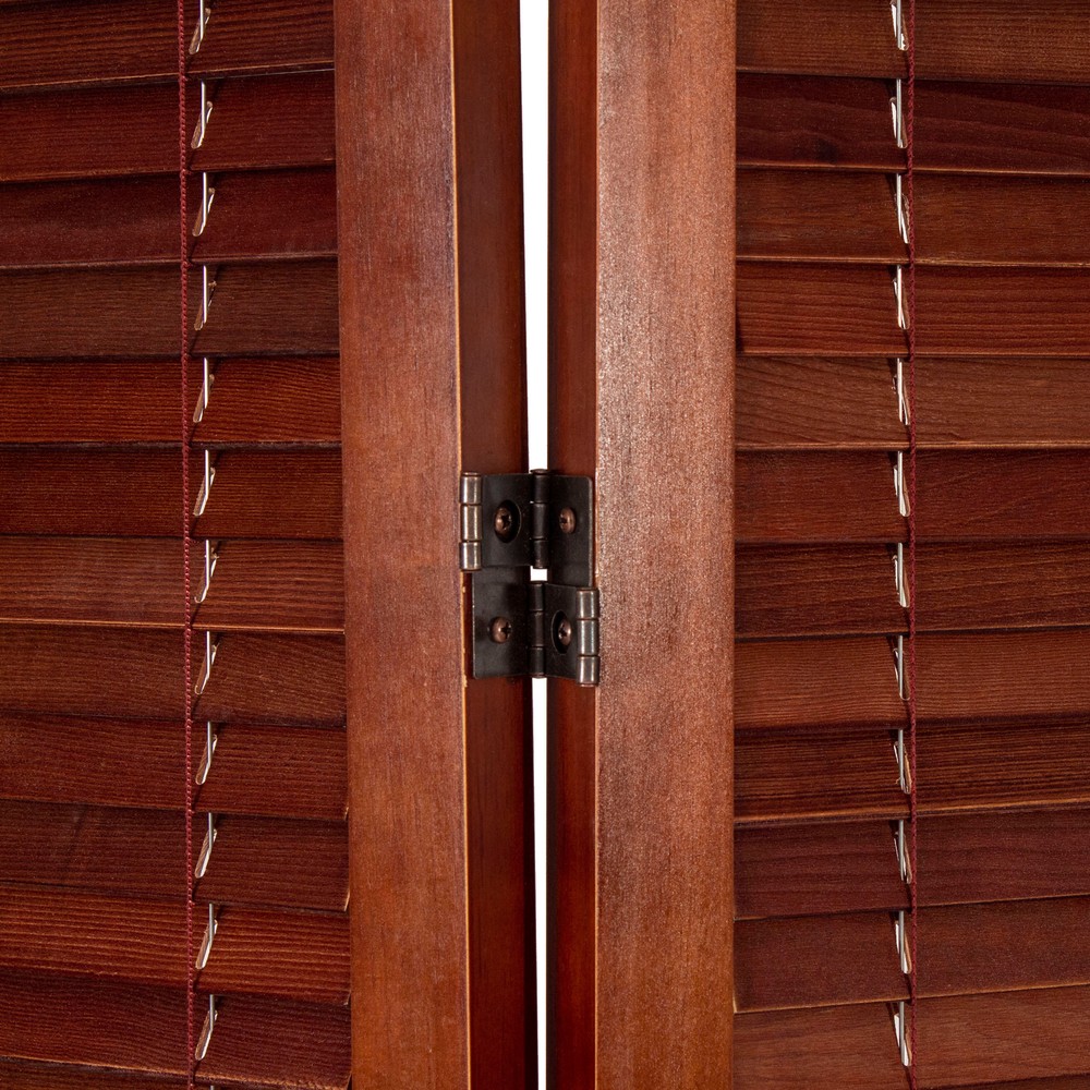 6 ft. Tall Adjustable Shutter Room Divider Walnut 4 Panel