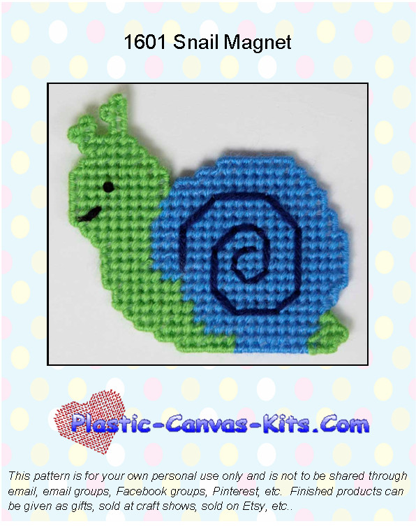 Snail Magnet-Plastic Canvas Pattern or Kit
