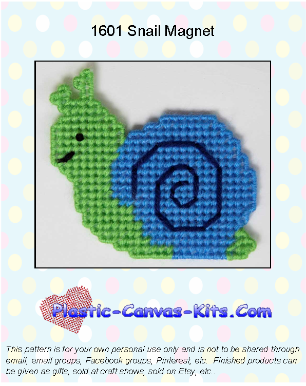 Snail Magnet-Plastic Canvas Pattern or Kit