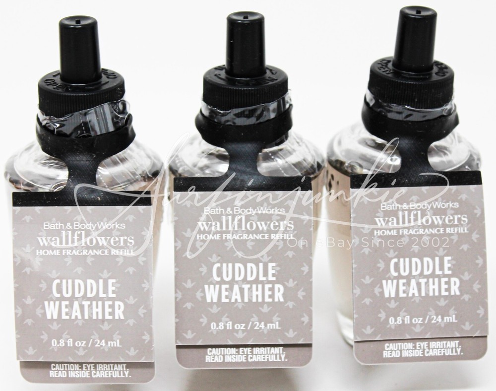 Bath & Body Works Wallflower Diffuser Plug In Bulb Cuddle Weather Gray Grey 3pc