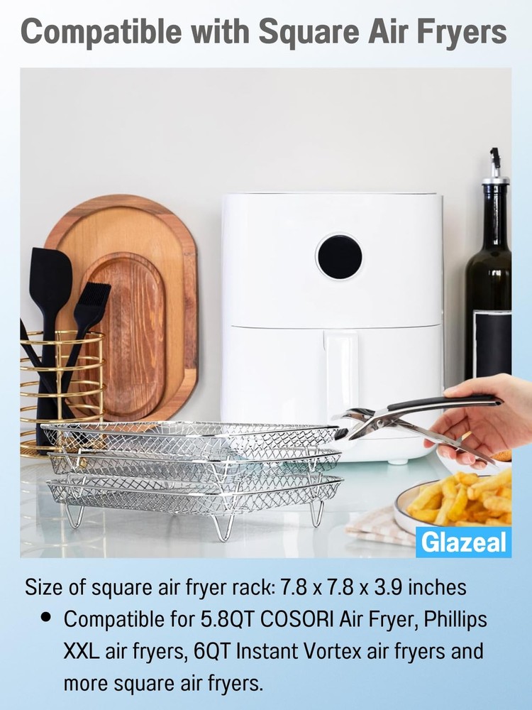 Three Stackable Dehydrator Racks for Ninja, Instant Pot Vortex, COSORI, CHEFM...