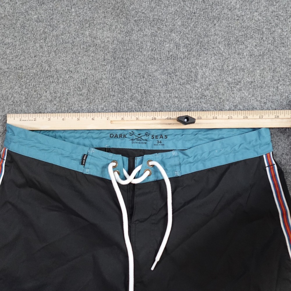 Dark Skies Swim Shorts 34 Gray Blue Trunks Solid Drawstring