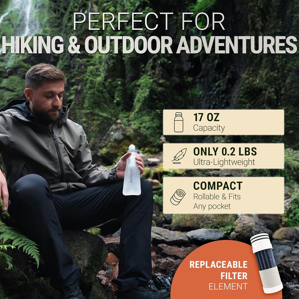 Water Filter Camping – Squeeze Foldable Squeeze Bottle | Ultralight Backpacking