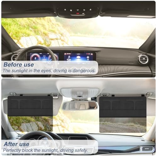 Car Visor Extender Sun Blocker, Polarized Sunvisor Extension with Black