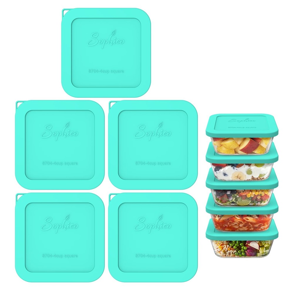 Sophico Silicone Storage Cover Lids Replacement for Pyrex Mint-4Cup-5Pack