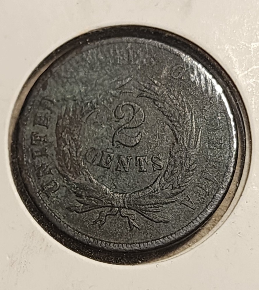 1864 Large Motto 2 Cent Coin