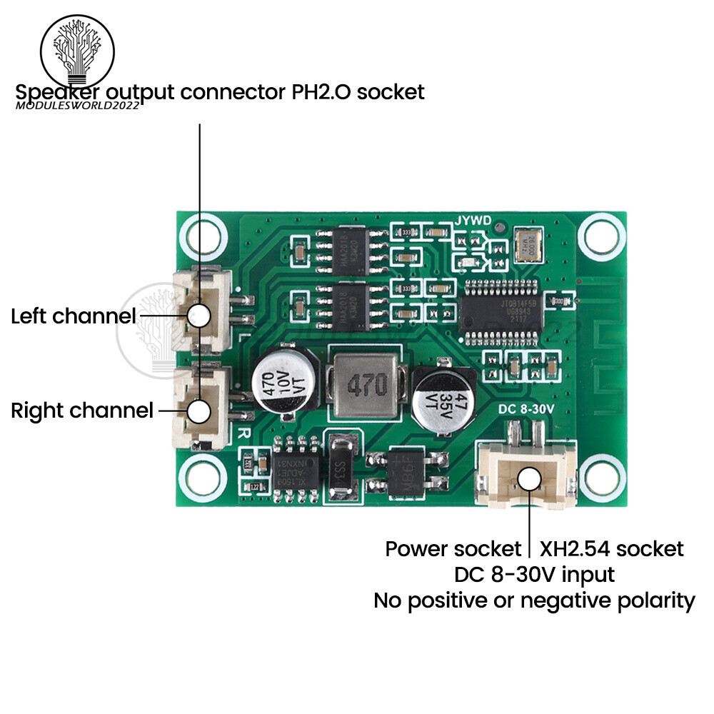 DC8V-24V 3W Bluetooth Amplifier Module Stereo Decoding 2 Channel Amplifier Board