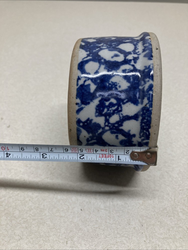 Bastine Stoneware Pottery Blue Spongeware Bowl 1994