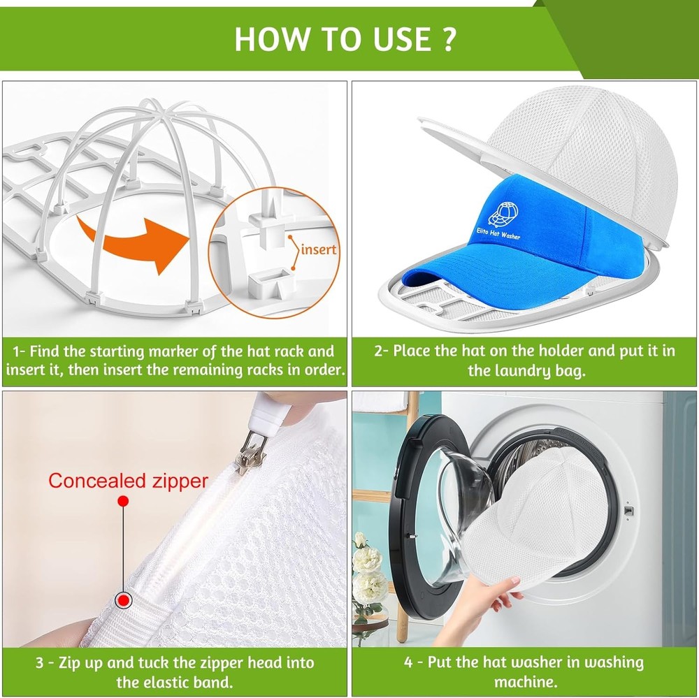 Eiito Hat Washer Cage 2 Pack Baseball Cap Cleaner Frame for Washing Machine