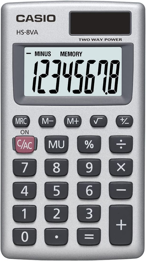 Casio Mini 6-Function Calculator Solar Powered with Battery Backup Large LCD
