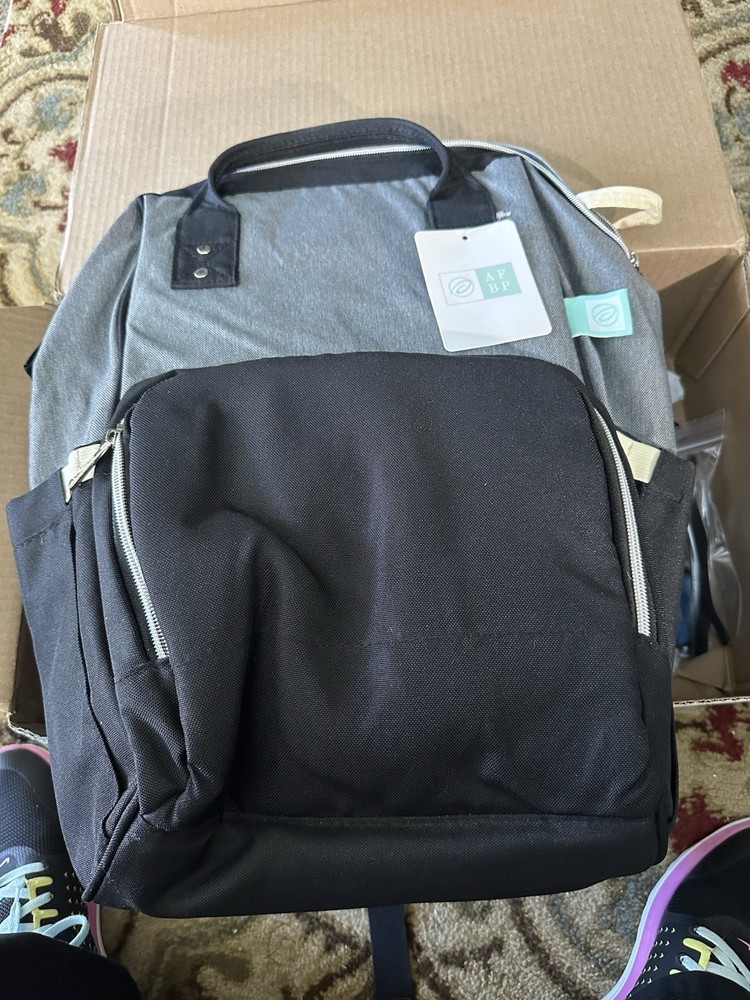 New Tags AFBP Sydney Eclipse Breast Pump Backpack Diaper Bag Gray & Black Nice