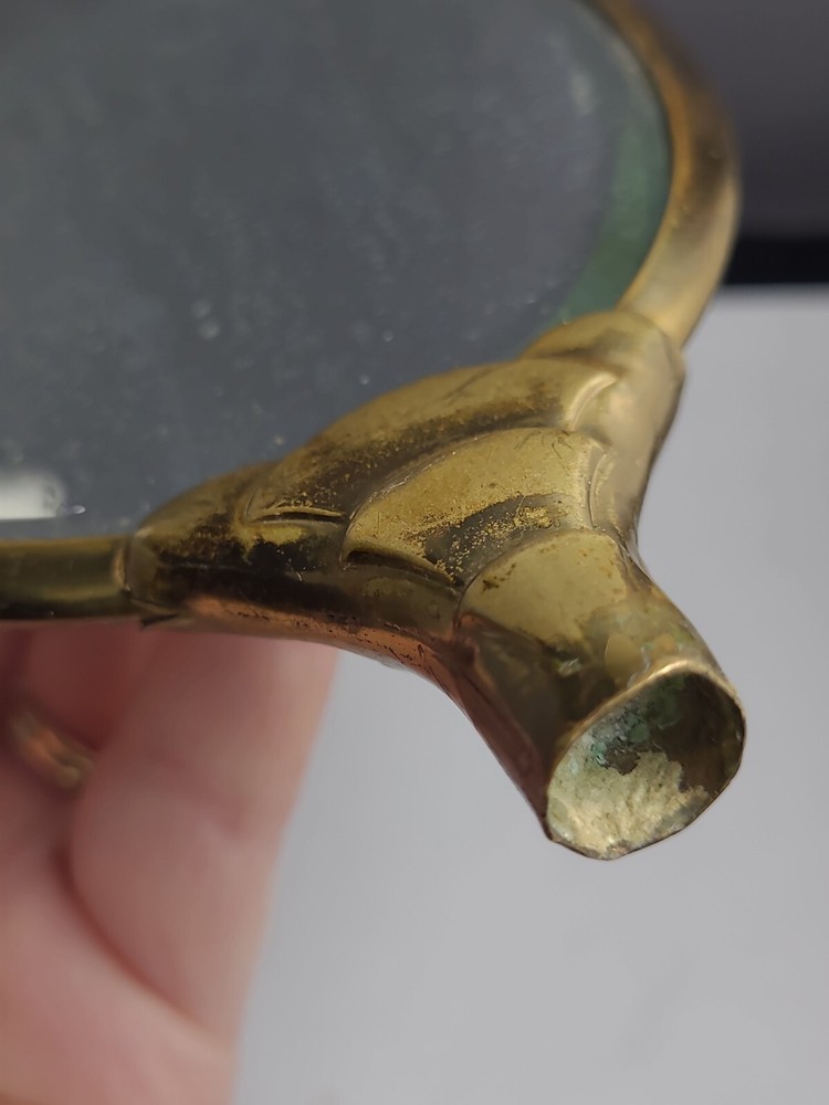 Vintage Guilloche Roses Hand Mirror Missing Handle