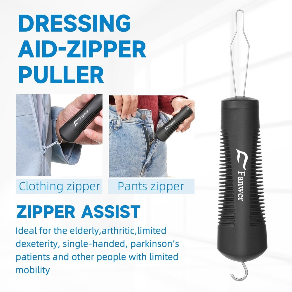 Button Hook and Zipper Pull Helper 2 Pack | Comfortable Grip Tool for Seniors