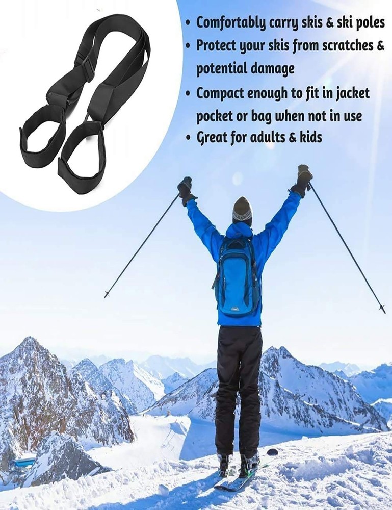 MOPHOEXII Ski Carrier Strap - Adjustable (27'' - 51''), Black 2 Pack