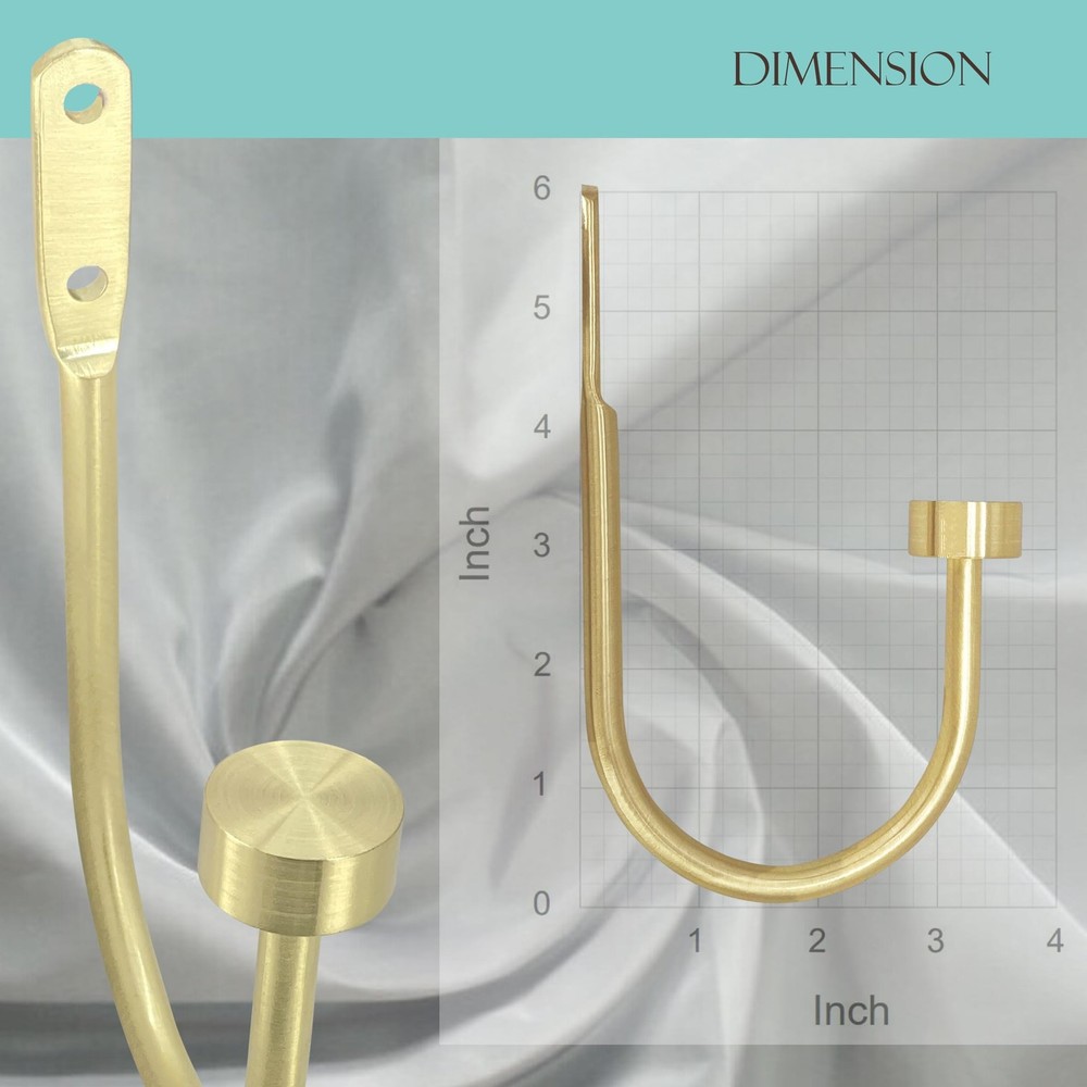 Quality Curtain Holdbacks, Solid Steel Curtain Holdback with Disk Finial,Elec...