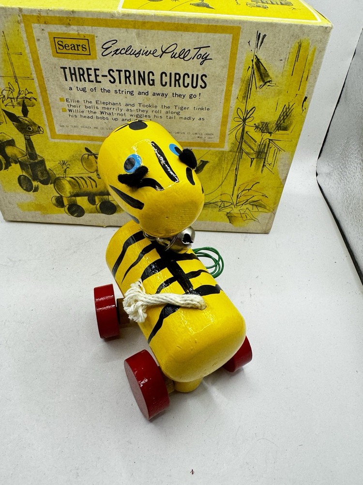 Vintage Sears Exclusive Pull Toy Three-String Circus 1950s – Complete with Box