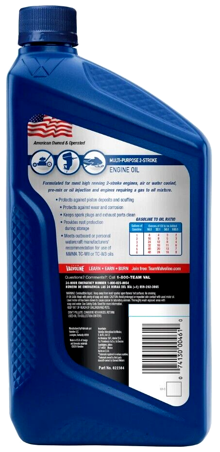 Valvoline Multi-Purpose 2-Stroke TC-W3 Engine Oil - 6 Quart