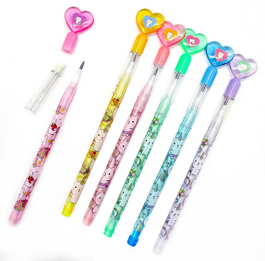TINYMILLS 24 Pcs Unicorn Kitty Multi Point Pencils