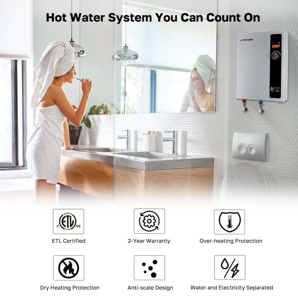 18kW/27kW Electric Tankless Water Heater Instant Hot Boiler Whole House Shower