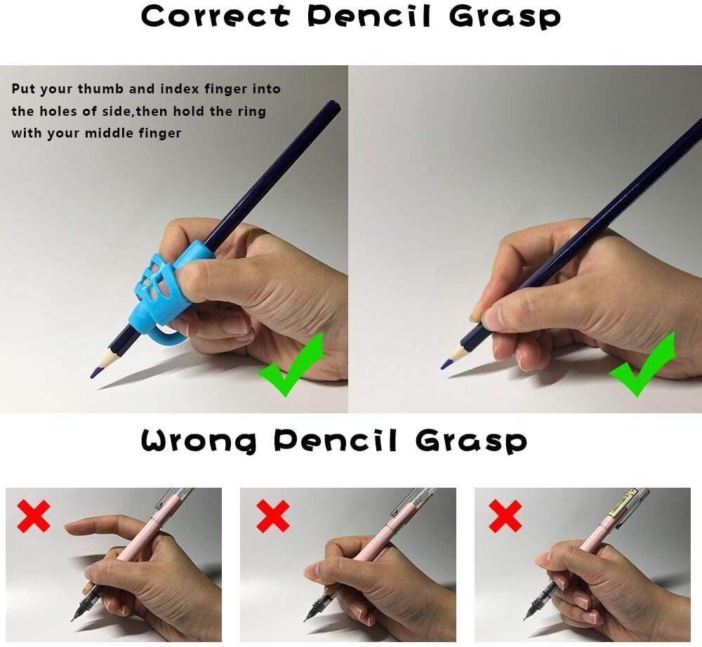 Pencil Correction Grips – Soft Silicone Holders for Correct Writing Posture