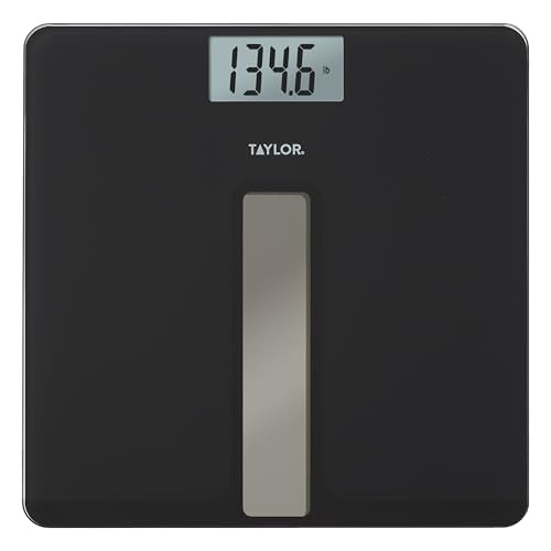 TAYLOR LIGHT POWERED DIGITAL BATH SCALE, HIGH 400 LB CAPACITY - BLACK