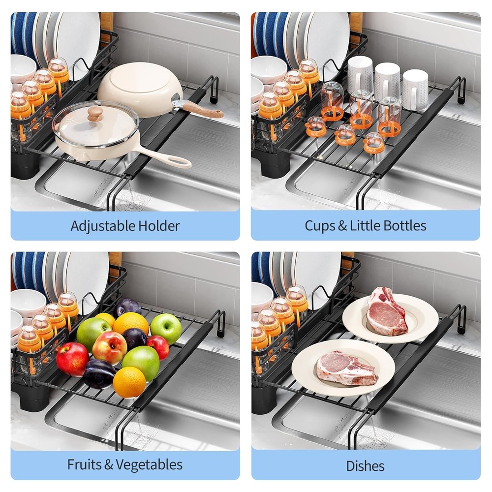 Dish Drying Rack Expandable Dish Rack Large Capacity Dish Drainer Kitchen