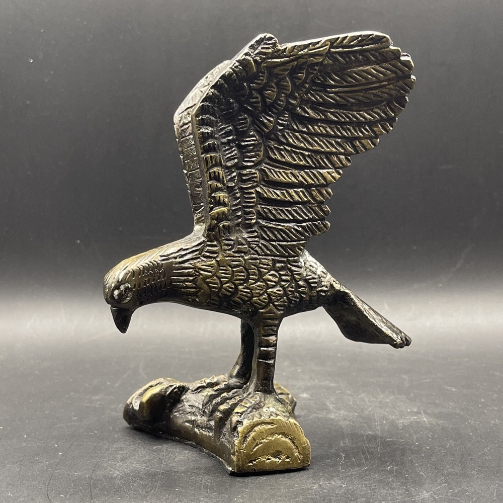 Antiqued Metal Eagle Bird Statue Figurine