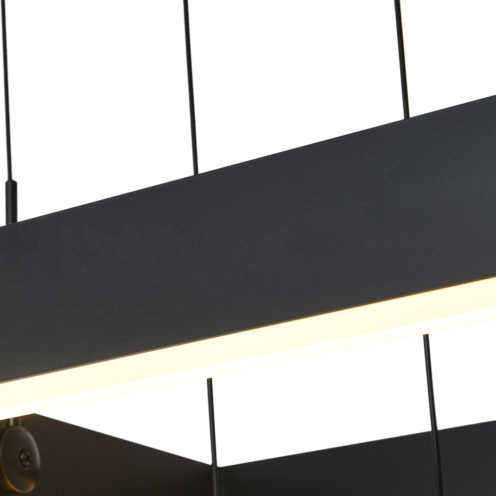 Modern LED Chandelier Light Rectangular Pendant Ceiling Light Lamp With Remote