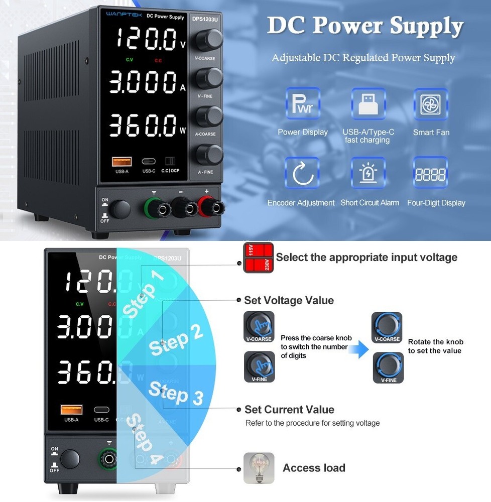 Output 0~160V 0~2A Lab Adjustable DC Power Supply Variable Power Bench Switching