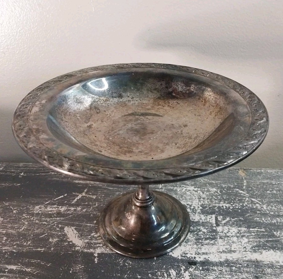 vintage pedestal silverplate candy dish