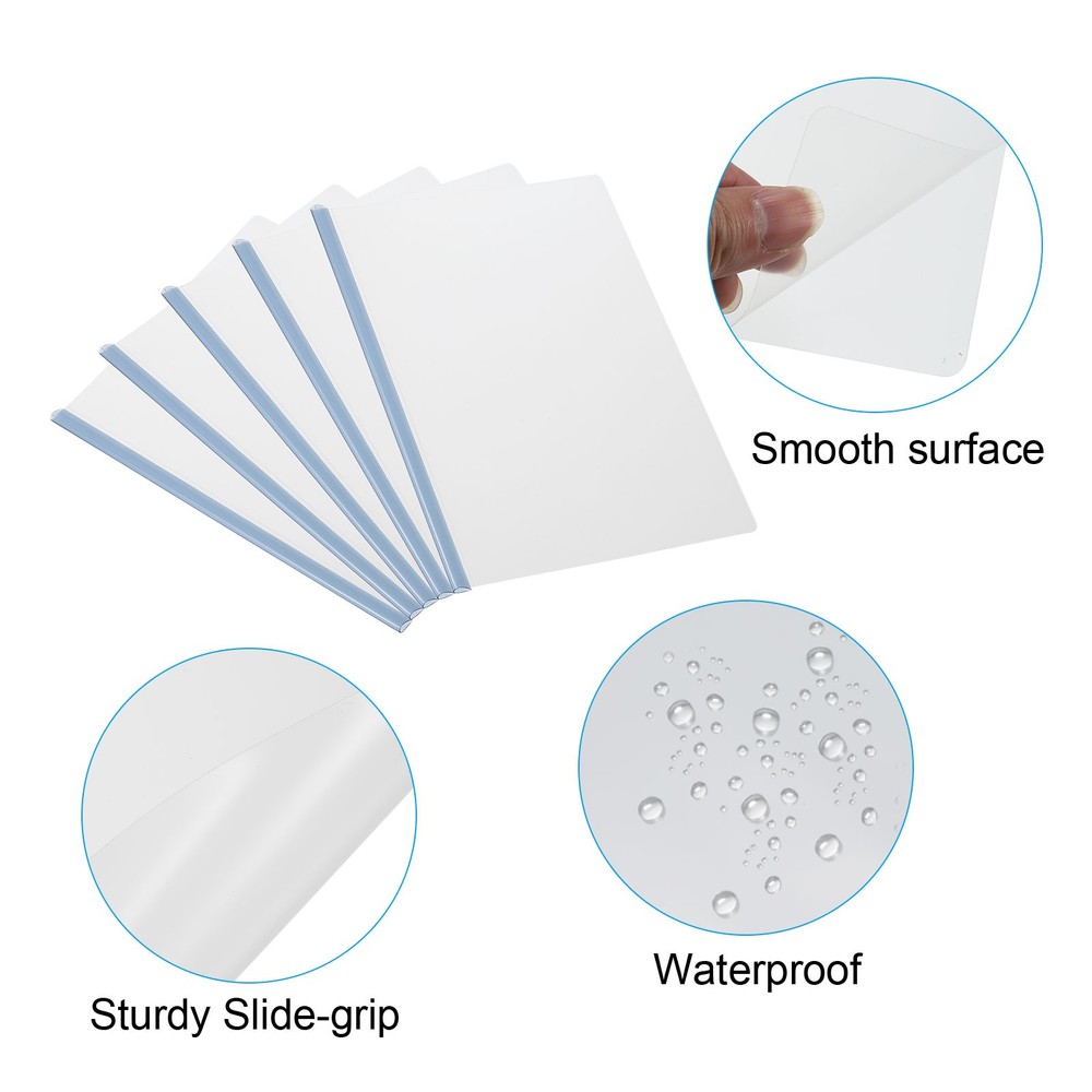 File Covers with 8 mm Slide Grip Binding Bar, 10 Pcs 50 Sheets Capacity, Blue