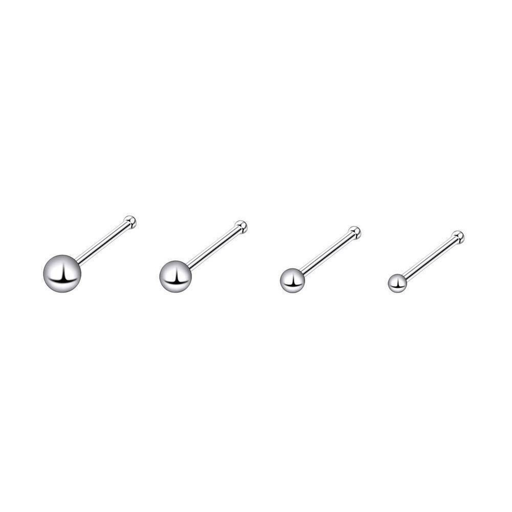 4PCS Pin Shaped Nose Stud 20G Tiny Ball Surgical Steel Nose Ring Bone Studs Set