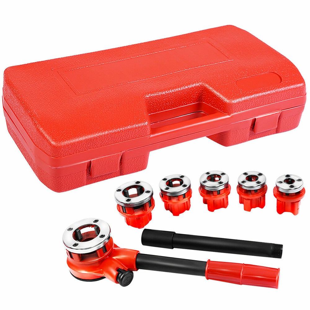 Ratchet Pipe Threader Kit Set w/ 6 Dies & Storage Case