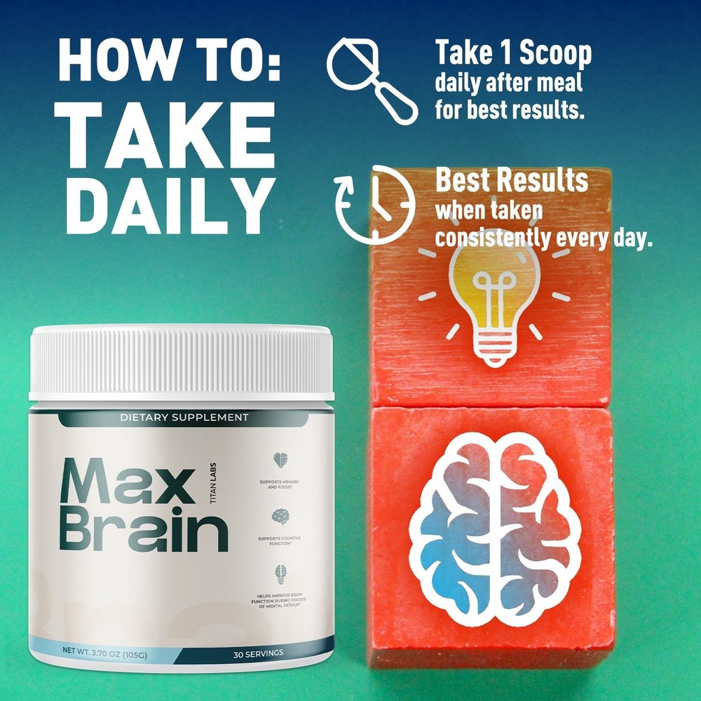 (2 Pack) Max Brain Powder Natural Brain Support Supplement MaxBrain 60 Servings