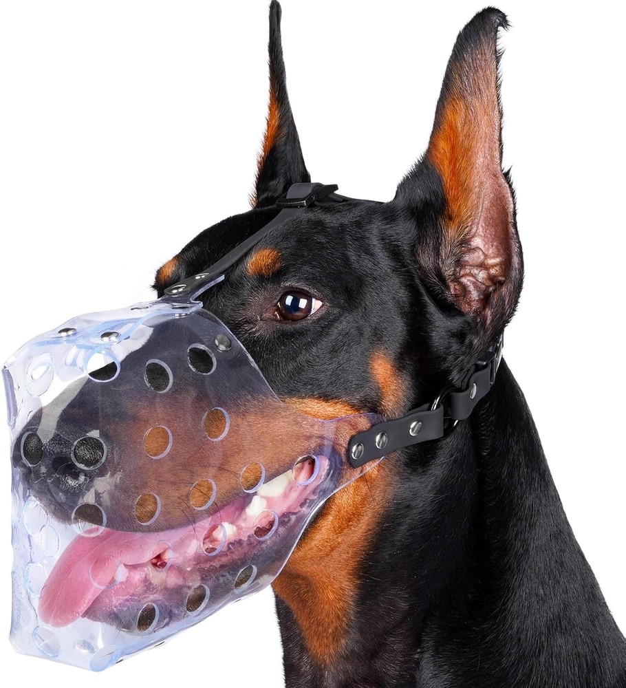 Dog Muzzle, Basket Muzzle for Small, Medium, Large Dogs, Plastic, Clear, Prev...