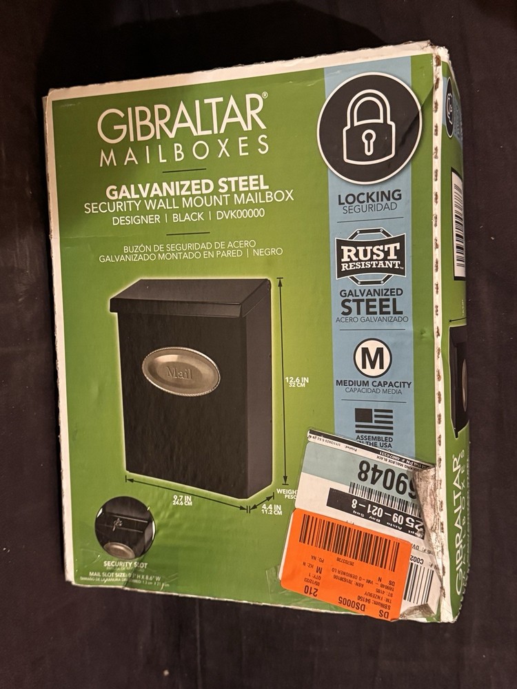 Gibraltar DVK00000 Wall-Mount Locking Mailbox, Black