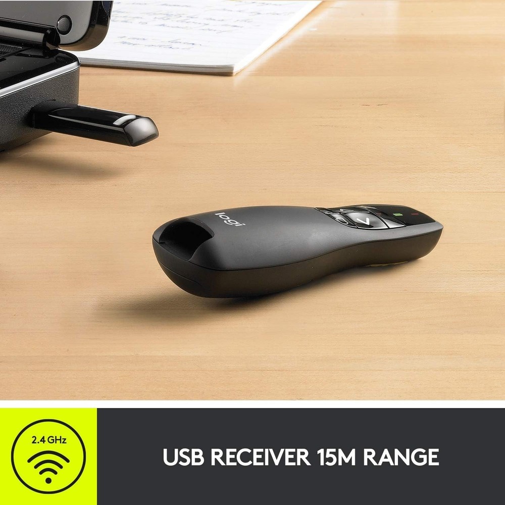 USB Wireless Presentation Clicker with Built-in Laser Pointer and Carrying Case