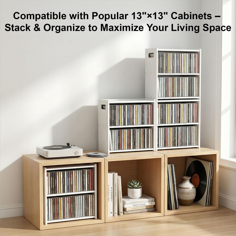 Stackable Double Layer CD Storage Racks, CD Holder for CD Cases, Holds 58 CD ...