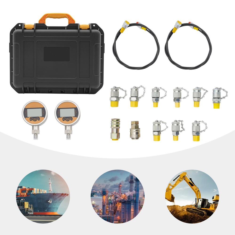 Digital Hydraulic Pressure Test Coupling Kit with 2 Gauges 2 Quick Connector