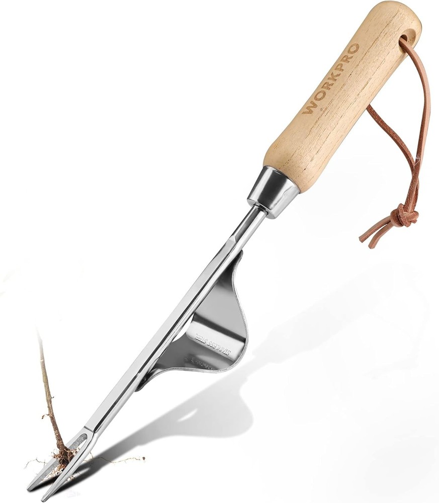 Weed Puller Tool, Metal Leverage Base and V-Shaped Forks for Easy Weed Remova...