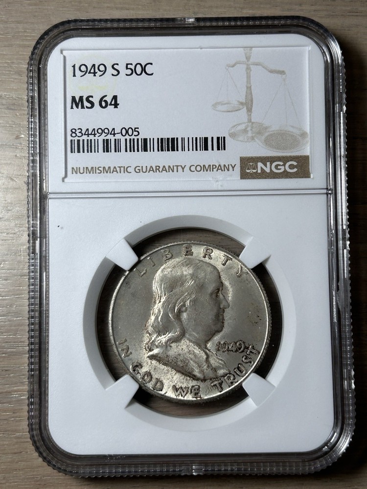 1949 S 50C Franklin Half Dollar- NGC MS64