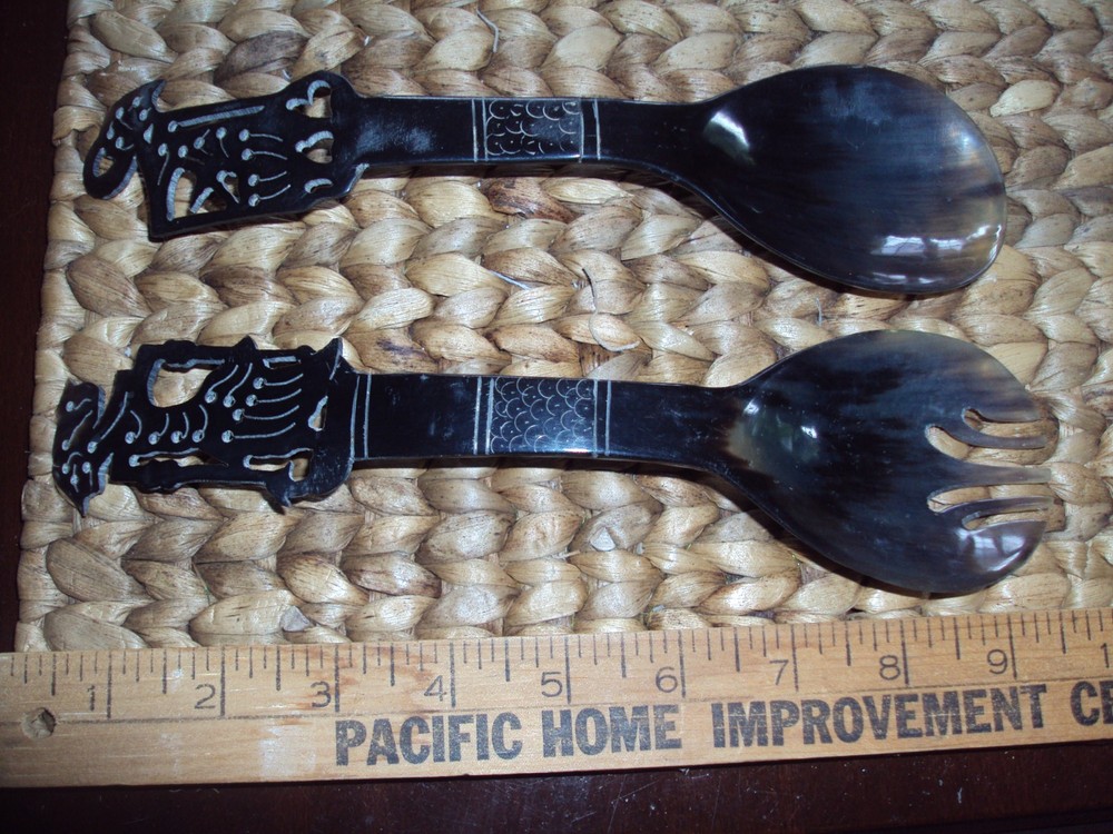 Vintage Tortoiseshell Serving pieces Fork Spoon Intricate Open Work Design