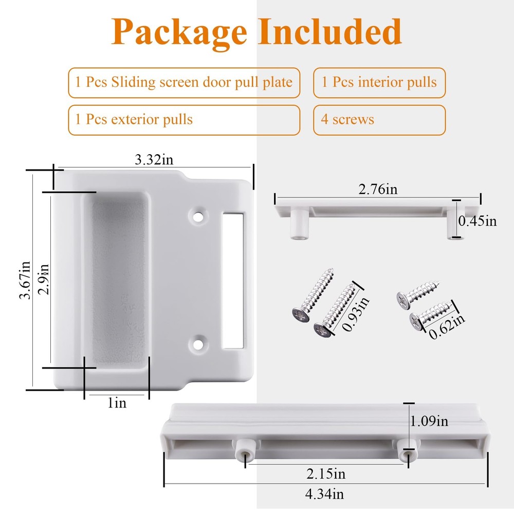 White Screen Hardware Kit for Andersen Doors, Fits Andersen A-Series Gliding ...